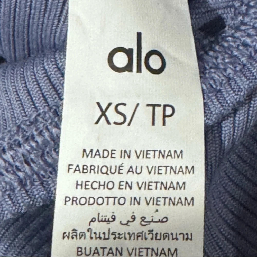 Alo Yoga Alosoft Frontrunner Ribbed-Knit Top Infinity Blue Size XS/TP